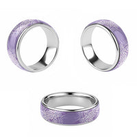Aotearoa Maori Koru Curves Classic Ring Silver Ferns - Amethyst