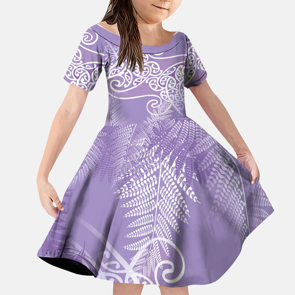 Aotearoa Maori Koru Curves Family Matching Tank Maxi Dress and Hawaiian Shirt Silver Ferns - Amethyst