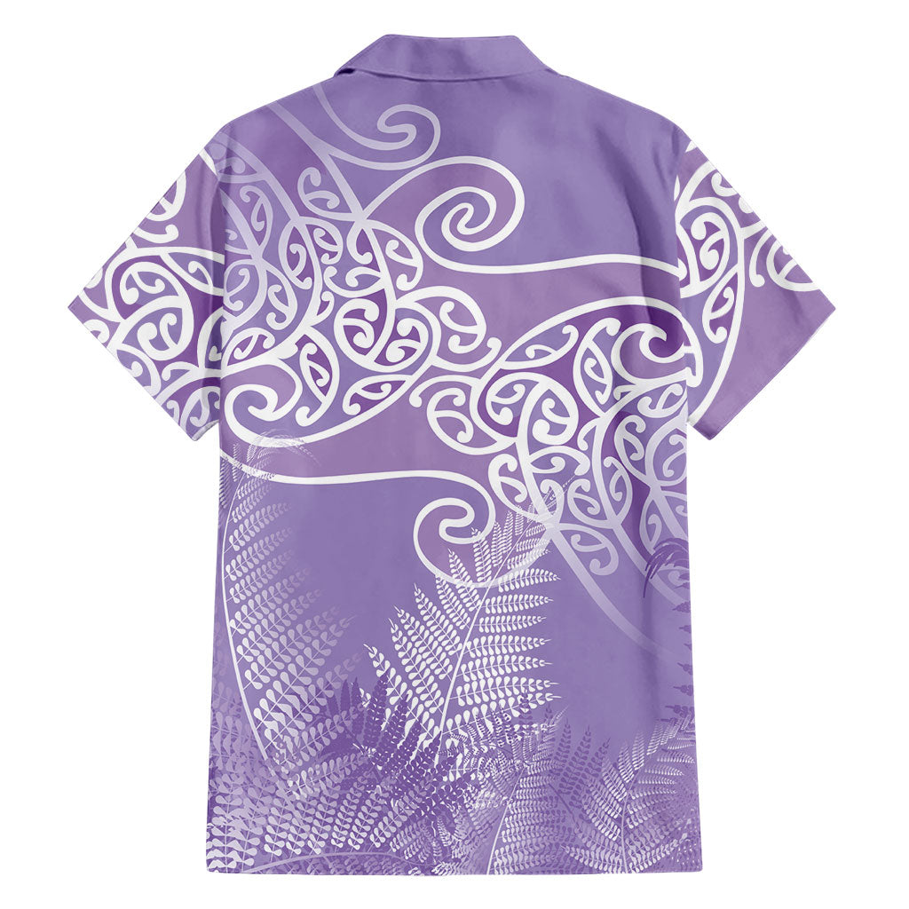 Aotearoa Maori Koru Curves Family Matching Tank Maxi Dress and Hawaiian Shirt Silver Ferns - Amethyst
