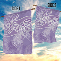 Aotearoa Maori Koru Curves Garden Flag Silver Ferns - Amethyst LT7 - Polynesian Pride