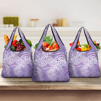 Aotearoa Maori Koru Curves Grocery Bag Silver Ferns - Amethyst