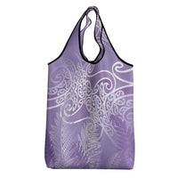 Aotearoa Maori Koru Curves Grocery Bag Silver Ferns - Amethyst
