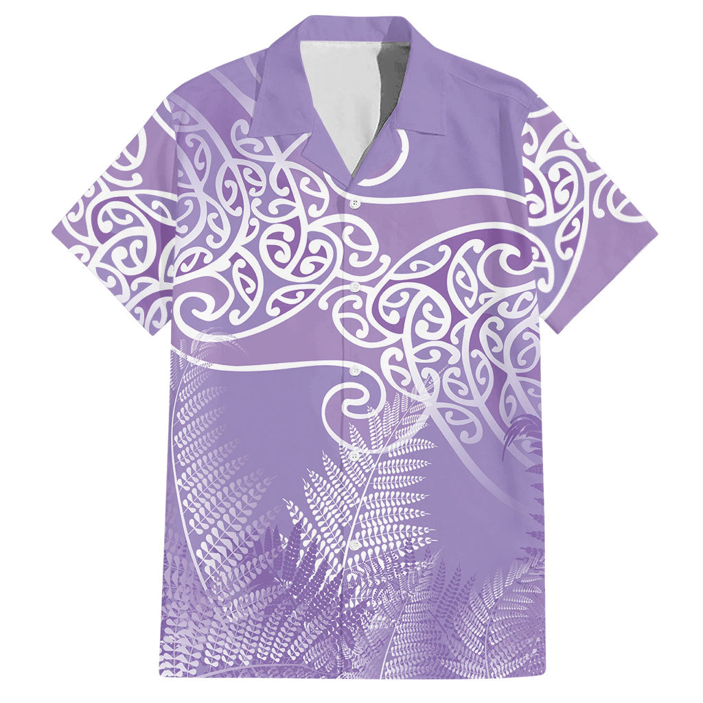 Aotearoa Maori Koru Curves Hawaiian Shirt Silver Ferns - Amethyst LT7 Purple - Polynesian Pride
