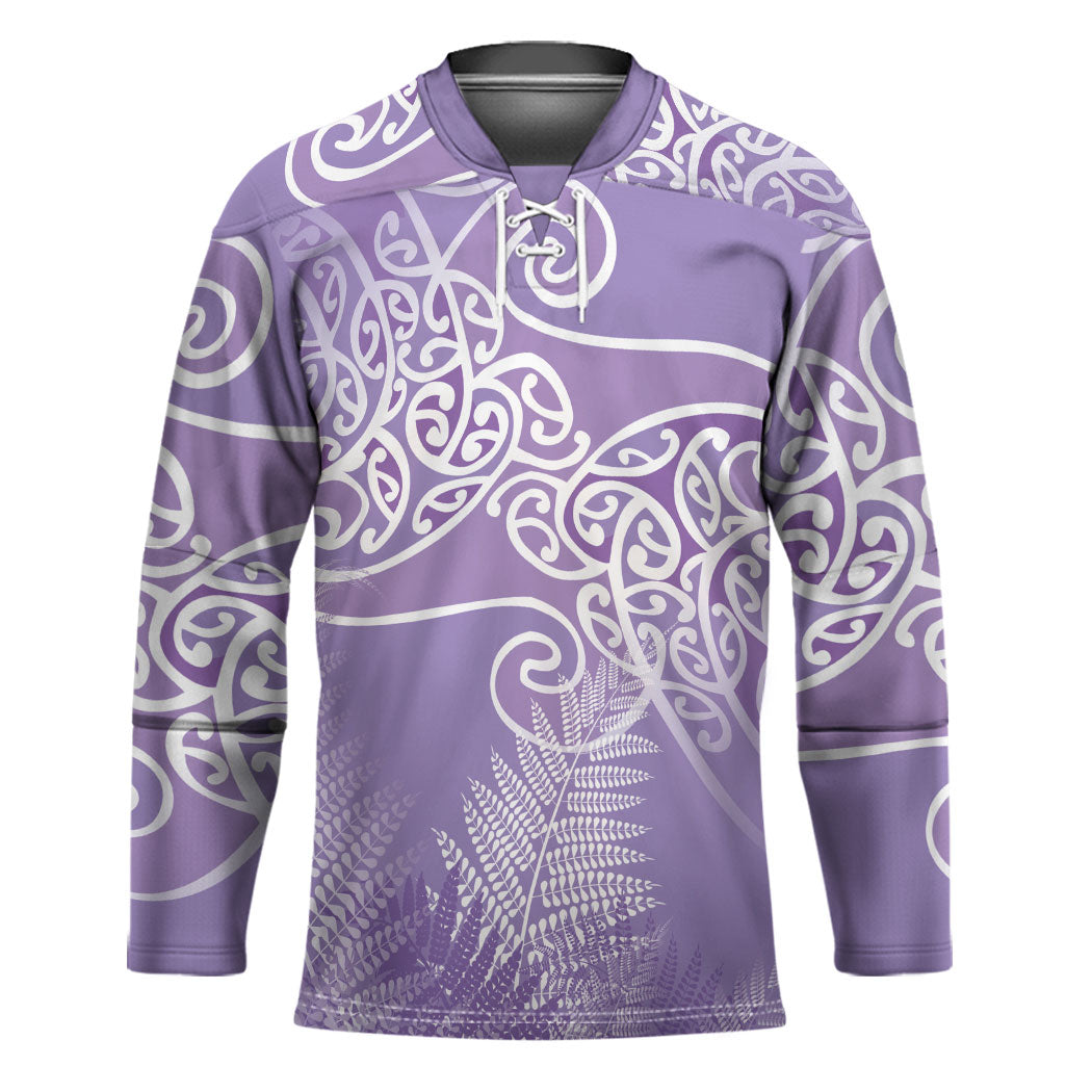 Aotearoa Maori Koru Curves Hockey Jersey Silver Ferns - Amethyst LT7 Unisex Purple - Polynesian Pride