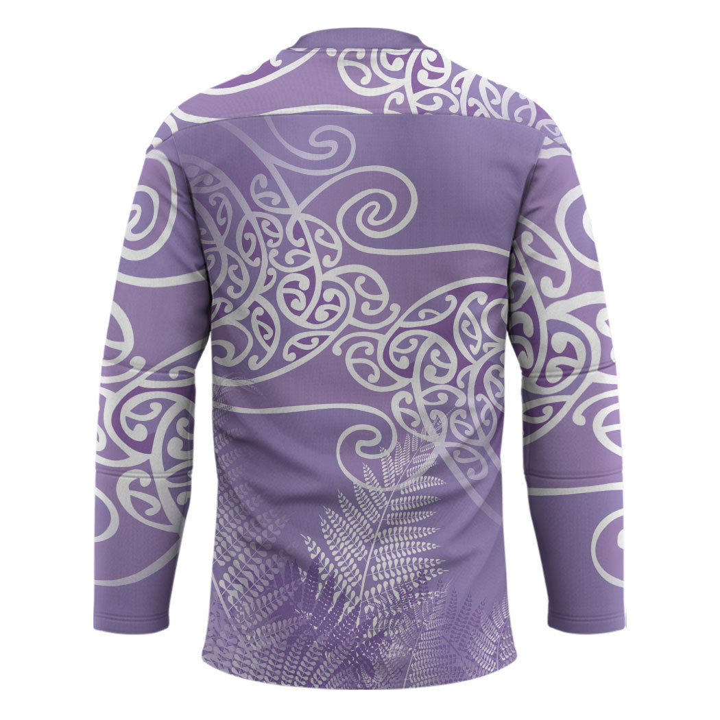 Aotearoa Maori Koru Curves Hockey Jersey Silver Ferns - Amethyst LT7 - Polynesian Pride