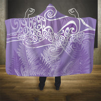 Aotearoa Maori Koru Curves Hooded Blanket Silver Ferns - Amethyst LT7 - Polynesian Pride