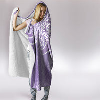 Aotearoa Maori Koru Curves Hooded Blanket Silver Ferns - Amethyst LT7 - Polynesian Pride