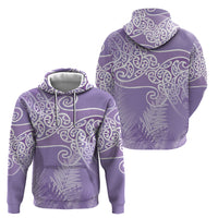 Aotearoa Maori Koru Curves Hoodie Silver Ferns - Amethyst LT7 - Polynesian Pride