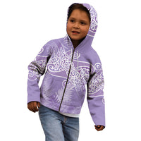 Aotearoa Maori Koru Curves Kid Hoodie Silver Ferns - Amethyst LT7 - Polynesian Pride