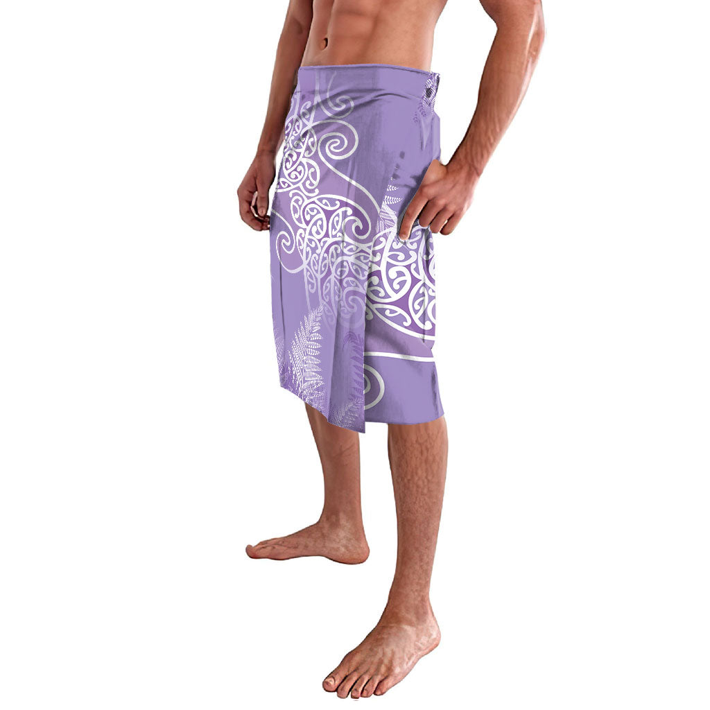 Aotearoa Maori Koru Curves Lavalava Silver Ferns - Amethyst LT7 - Polynesian Pride