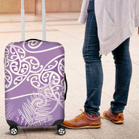 Aotearoa Maori Koru Curves Luggage Cover Silver Ferns - Amethyst LT7 Purple - Polynesian Pride