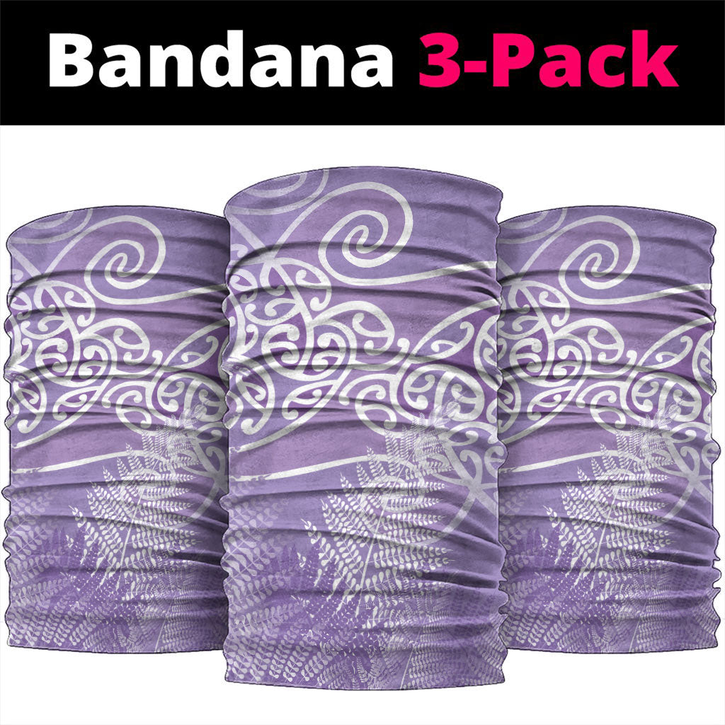 Aotearoa Maori Koru Curves Neck Gaiter Silver Ferns - Amethyst LT7 package One Size: 25*50cm Purple - Polynesian Pride