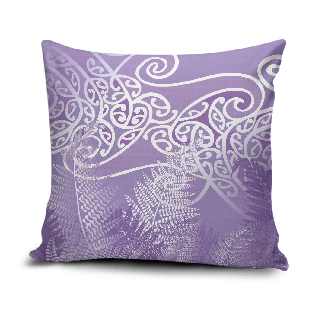 Aotearoa Maori Koru Curves Pillow Cover Silver Ferns - Amethyst LT7 Purple - Polynesian Pride