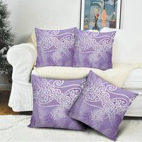 Aotearoa Maori Koru Curves Pillow Cover Silver Ferns - Amethyst LT7 - Polynesian Pride