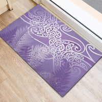 Aotearoa Maori Koru Curves Rubber Doormat Silver Ferns - Amethyst LT7 - Polynesian Pride