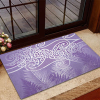 Aotearoa Maori Koru Curves Rubber Doormat Silver Ferns - Amethyst LT7 - Polynesian Pride
