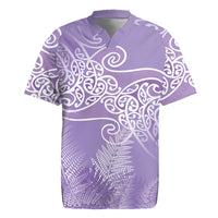 Aotearoa Maori Koru Curves Rugby Jersey Silver Ferns - Amethyst LT7 Purple - Polynesian Pride