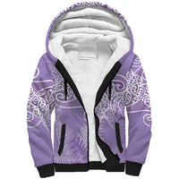 Aotearoa Maori Koru Curves Sherpa Hoodie Silver Ferns - Amethyst LT7 Unisex Purple - Polynesian Pride