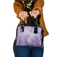 Aotearoa Maori Koru Curves Shoulder Handbag Silver Ferns - Amethyst LT7 One Size Purple - Polynesian Pride