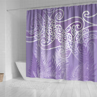 Aotearoa Maori Koru Curves Shower Curtain Silver Ferns - Amethyst LT7 - Polynesian Pride