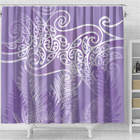 Aotearoa Maori Koru Curves Shower Curtain Silver Ferns - Amethyst LT7 - Polynesian Pride