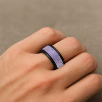 Aotearoa Maori Koru Curves Spinner Ring Silver Ferns - Amethyst LT7 - Polynesian Pride