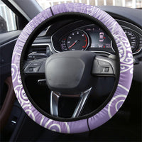 Aotearoa Maori Koru Curves Steering Wheel Cover Silver Ferns - Amethyst LT7 - Polynesian Pride
