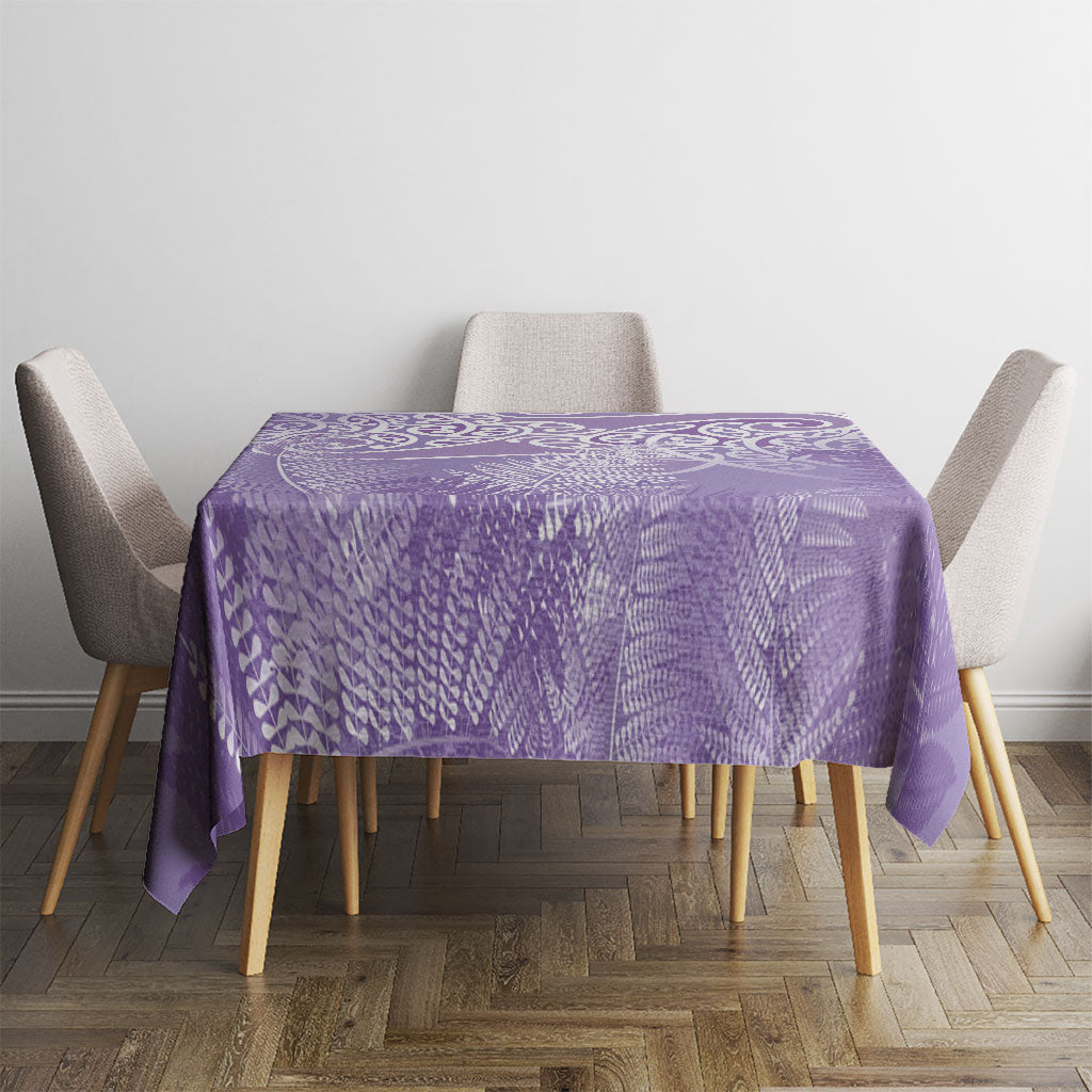 Aotearoa Maori Koru Curves Tablecloth Silver Ferns - Amethyst LT7 - Polynesian Pride
