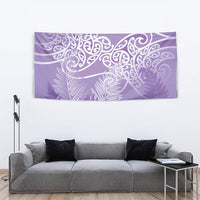Aotearoa Maori Koru Curves Tapestry Silver Ferns - Amethyst LT7 - Polynesian Pride