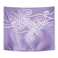Aotearoa Maori Koru Curves Tapestry Silver Ferns - Amethyst LT7 - Polynesian Pride