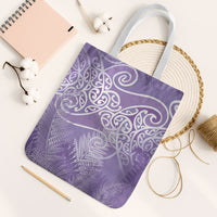 Aotearoa Maori Koru Curves Tote Bag Silver Ferns - Amethyst LT7 White Strap One Size Purple - Polynesian Pride
