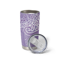 Aotearoa Maori Koru Curves Tumbler Cup Silver Ferns - Amethyst LT7 - Polynesian Pride