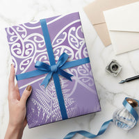 Aotearoa Maori Koru Curves Wrapping Paper Silver Ferns - Amethyst LT7 - Polynesian Pride