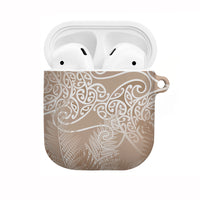Aotearoa Maori Koru Curves AirPods Case Silver Ferns - Mocha