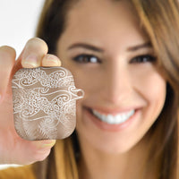 Aotearoa Maori Koru Curves AirPods Case Silver Ferns - Mocha