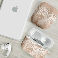 Aotearoa Maori Koru Curves AirPods Case Silver Ferns - Mocha