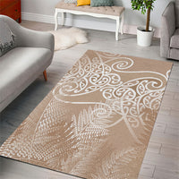 Aotearoa Maori Koru Curves Area Rug Silver Ferns - Mocha LT7 - Polynesian Pride