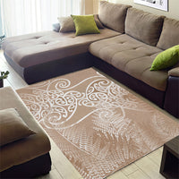 Aotearoa Maori Koru Curves Area Rug Silver Ferns - Mocha LT7 - Polynesian Pride
