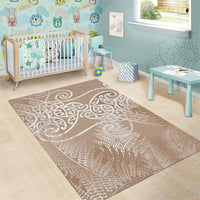 Aotearoa Maori Koru Curves Area Rug Silver Ferns - Mocha LT7 - Polynesian Pride