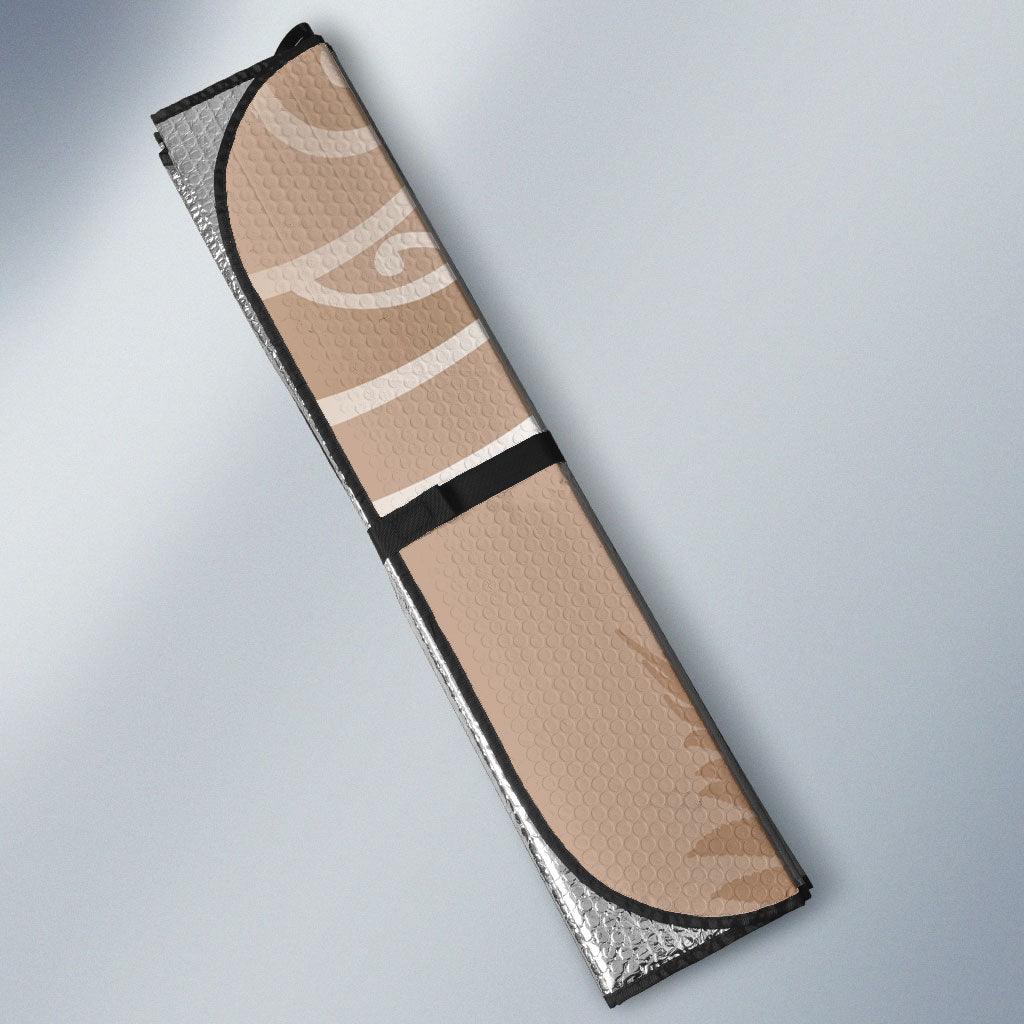 Aotearoa Maori Koru Curves Auto Sun Shade Silver Ferns - Mocha LT7 - Polynesian Pride