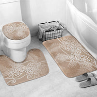 Aotearoa Maori Koru Curves Bathroom Set Silver Ferns - Mocha LT7 Mat Set Only (3 pcs) One Size Beige - Polynesian Pride