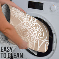 Aotearoa Maori Koru Curves Bathroom Set Silver Ferns - Mocha LT7 - Polynesian Pride