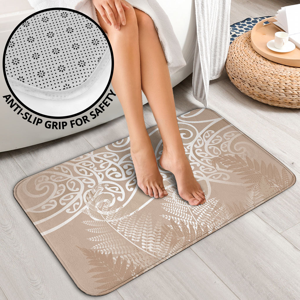 Aotearoa Maori Koru Curves Bathroom Set Silver Ferns - Mocha LT7 - Polynesian Pride