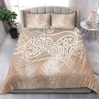 Aotearoa Maori Koru Curves Bedding Set Silver Ferns - Mocha LT7 - Polynesian Pride