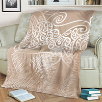 Aotearoa Maori Koru Curves Blanket Silver Ferns - Mocha LT7 - Polynesian Pride