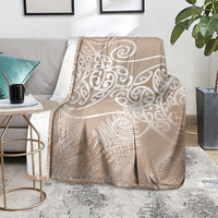 Aotearoa Maori Koru Curves Blanket Silver Ferns - Mocha LT7 - Polynesian Pride
