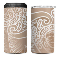 Aotearoa Maori Koru Curves 4 in 1 Can Cooler Tumbler Silver Ferns - Mocha LT7 One Size: 16 oz Beige - Polynesian Pride