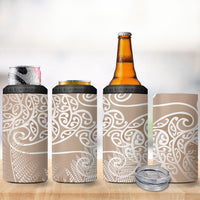 Aotearoa Maori Koru Curves 4 in 1 Can Cooler Tumbler Silver Ferns - Mocha LT7 - Polynesian Pride