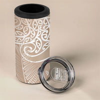Aotearoa Maori Koru Curves 4 in 1 Can Cooler Tumbler Silver Ferns - Mocha LT7 - Polynesian Pride