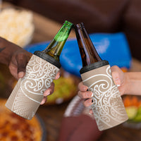 Aotearoa Maori Koru Curves 4 in 1 Can Cooler Tumbler Silver Ferns - Mocha LT7 - Polynesian Pride